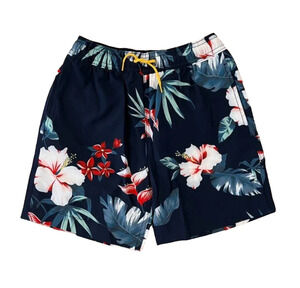 NWT J. Crew Boys' Navy W/Hibiscus Floral Print Swim Trunk
